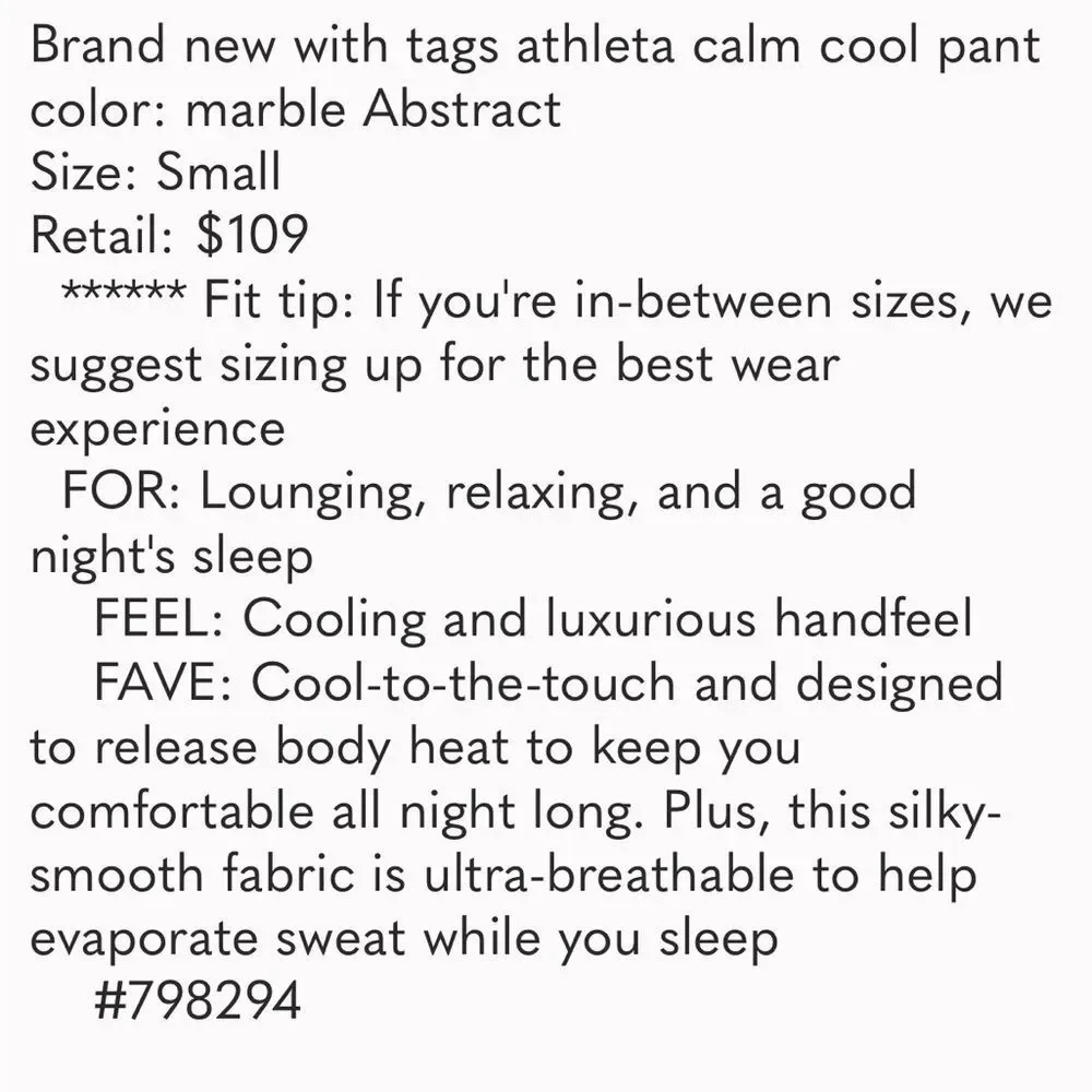 NWT Athleta Calm Cool Pant. Grey Black Marble with White.  Small - Picture 6 of 9